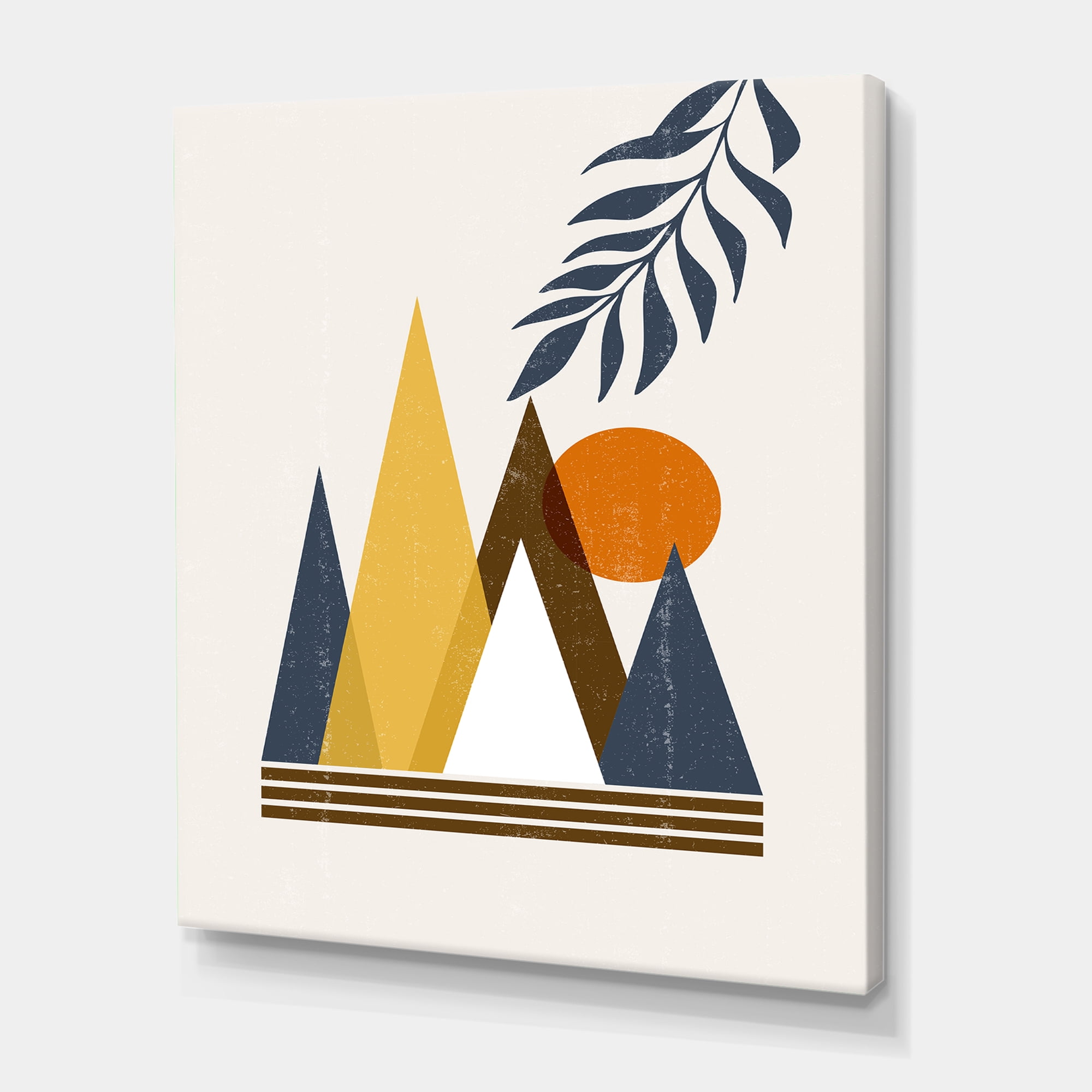 Abstract Moon and Sun In Mountains I 8 in x 12 in Painting Canvas Art Print, by Designart