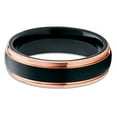 thumbnail image 3 of Silly Kings 6mm Rose Gold Tungsten Carbide Wedding Ring Brushed Black Dome Ring Unisex Comfort Fit Band, 3 of 3