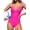 Pink, variant on One Piece Swimsuits for Women Tummy Control Bathing Suit Ruched Sexy V Neck Black Slimming Swimwear