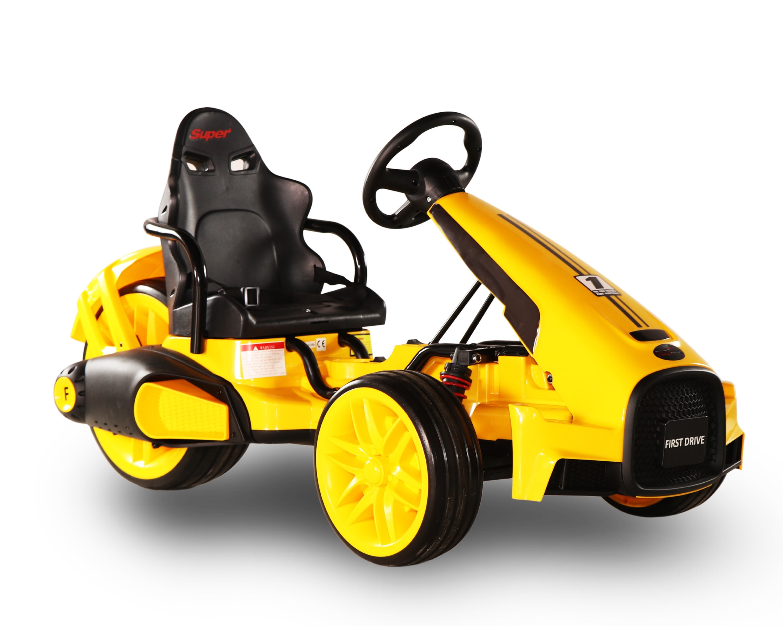 First Drive Kids Electric Go Kart 12V Yellow Electric Power Ride On