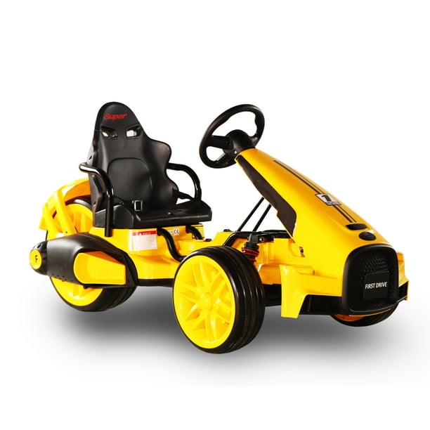 First Drive Kids Electric Go Kart 12V Yellow Electric Power Ride On