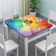 thumbnail image 3 of Colorful Tie Dye Stain Pattern Square Fitted Tablecloth with Elastic Edge,Square Table Cover,Washable Elastic Table Cover for Home Kitchen Party Decor 36"x36", 3 of 6