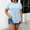 Blue, variant on Solid Ripped Curved Hem Top, Women's Crew Neck Relaxed Short Sleeve Basic Blouse