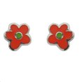 thumbnail image 3 of Sterling Silver orange enamel flower with green enamel center post earrings, 3 of 4