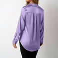 thumbnail image 3 of ZZwxWA Elegant Lapel Satin Blouse for Women Dressy Casual Long Sleeve Button Down Silk Business Office Shirts, 3 of 4