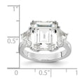 thumbnail image 2 of 12.5mm 925 Sterling Silver Rhodium Plated Fancy Emerald-cut and Brilliant-cut CZ 3 Stone Ring Size 6 Ring for Women, 2 of 2