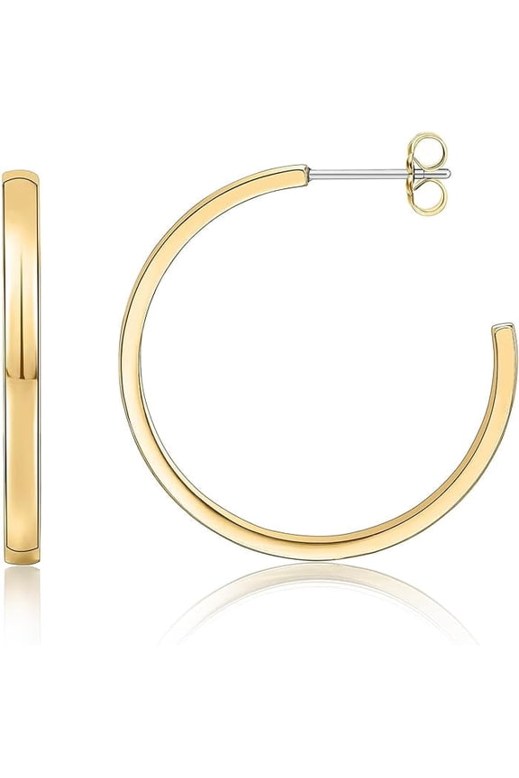 Limerencia Hypoallergenic G23 Pure Titanium Post Thin Square Edge Open Hoop | Womens Dainty Hoop Earrings | Lightweight