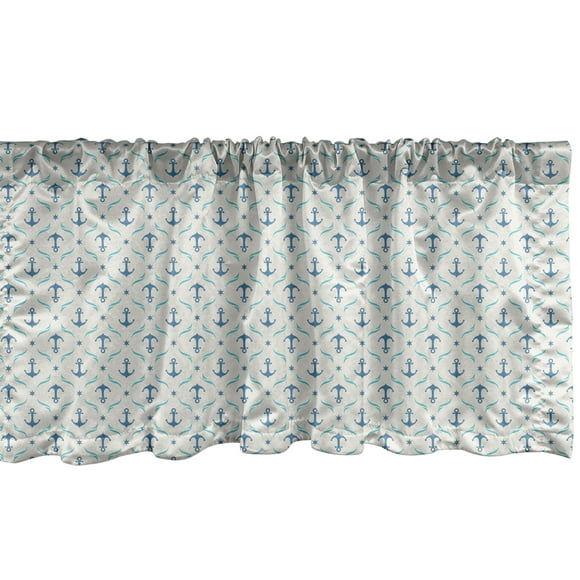 Ambesonne Cantonnière Ancre, Yachting Waves Stars, 54 Pouces X 18 Pouces, Beige Bleu Bleu Pâle