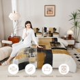 thumbnail image 4 of Castle Fairy Mid Century Textured Square Queen Comforter Set 3 Pieces,Abstract Graffiti Comforter Sets Queen,Gold Black Ivory,Reversible,1 Comforter and 2 Pillowcases, 4 of 6
