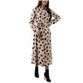 thumbnail image 6 of Conairie Flowy Dress for Women Dotted Print V Neck Loose Stretch Fashion Long Sleeve Swing Dress Lightweight Spring Fall Maxi Dress Khaki XXL, 6 of 8