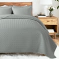 thumbnail image 5 of VCCOEM Quilt Set King Size Lightweight Bedspreads, All Season Coverlet, 3 Piece (1 Quilt, 2 Pillow Shams), Woven Pattern, Light Gray, 5 of 10