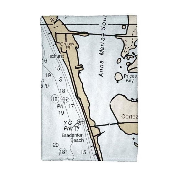 Betsy Drake KT11424 Anna Maria Island, FL Nautical Map Kitchen Towel