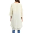 thumbnail image 3 of Women's High Low Tops Scoop Neck Chiffon Blouse Asymmetrical Loose Shirt 3/4 Sleeve Casual Summer Tops S Apricot, 3 of 6