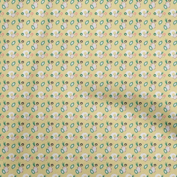 oneOone Viscose Chiffon Medium Yellow Fabric Fruits Pineapple Sewing Craft Projects Fabric Prints By Yard 42 Inch Wide