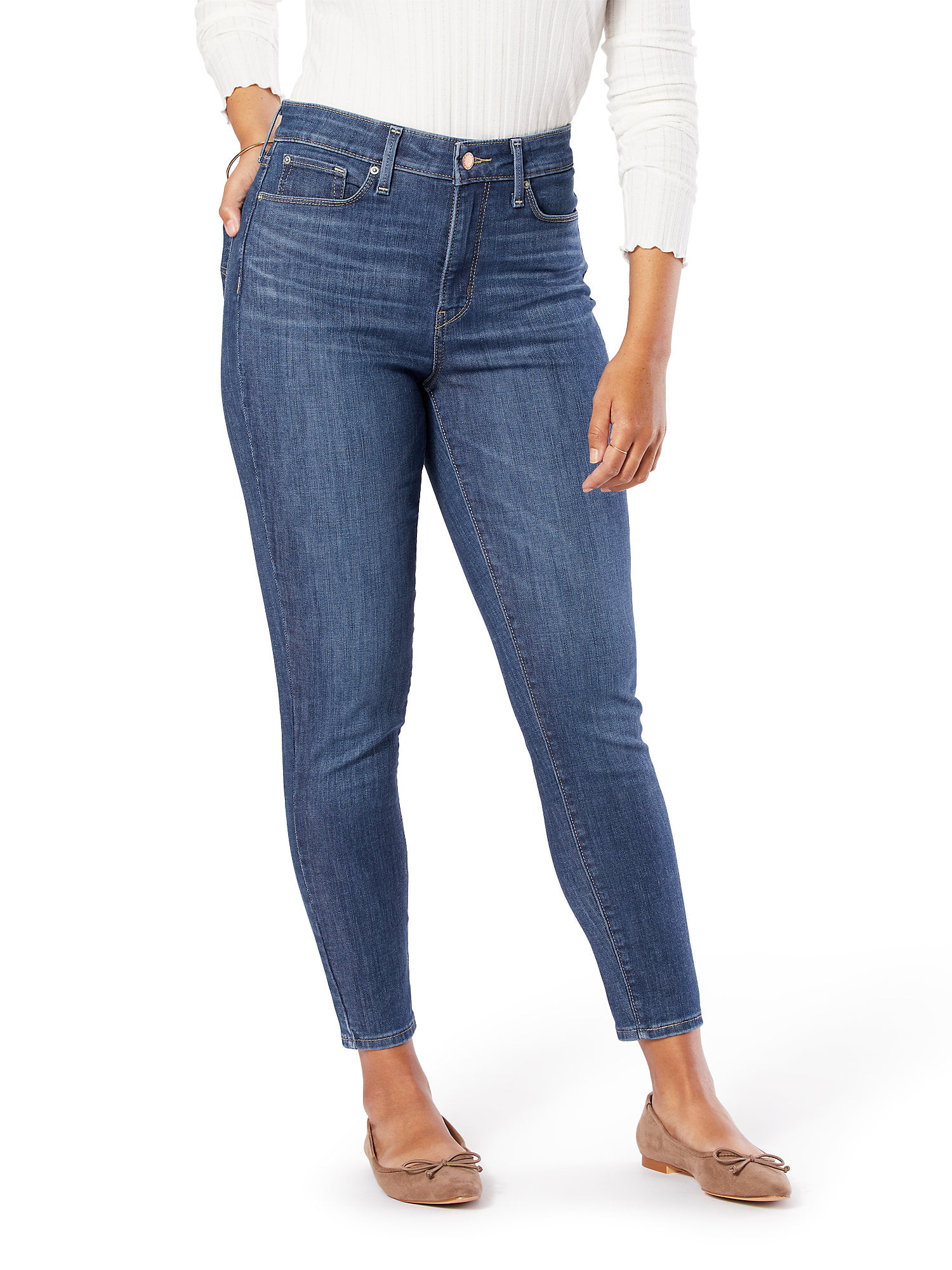 Signature by Levi Strauss & Co. Women's Simply Stretch Shaping High Rise  Skinny Ankle Jeans 