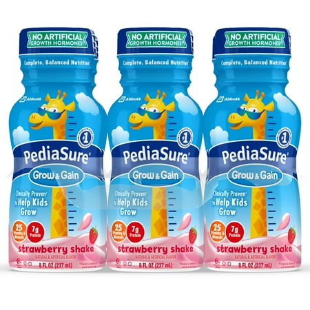 - PediaSure Grow & Gain Nutrition Shake For Kids, Strawberry, 8 fl oz (Pack of 6)