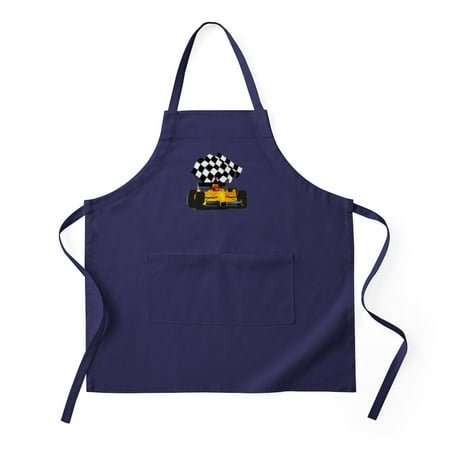 

CafePress - Yellow Race Car With Checkered Flag Apron (Dark) - Kitchen Apron with Pockets Grilling Apron Baking Apron