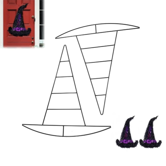 StlyGar 2 pcs Witch Hat Frames 12*13 inch Santa Wreath DIY Iron Wreath Supports Accessories for Halloween Christmas Seasonal Door Decorations