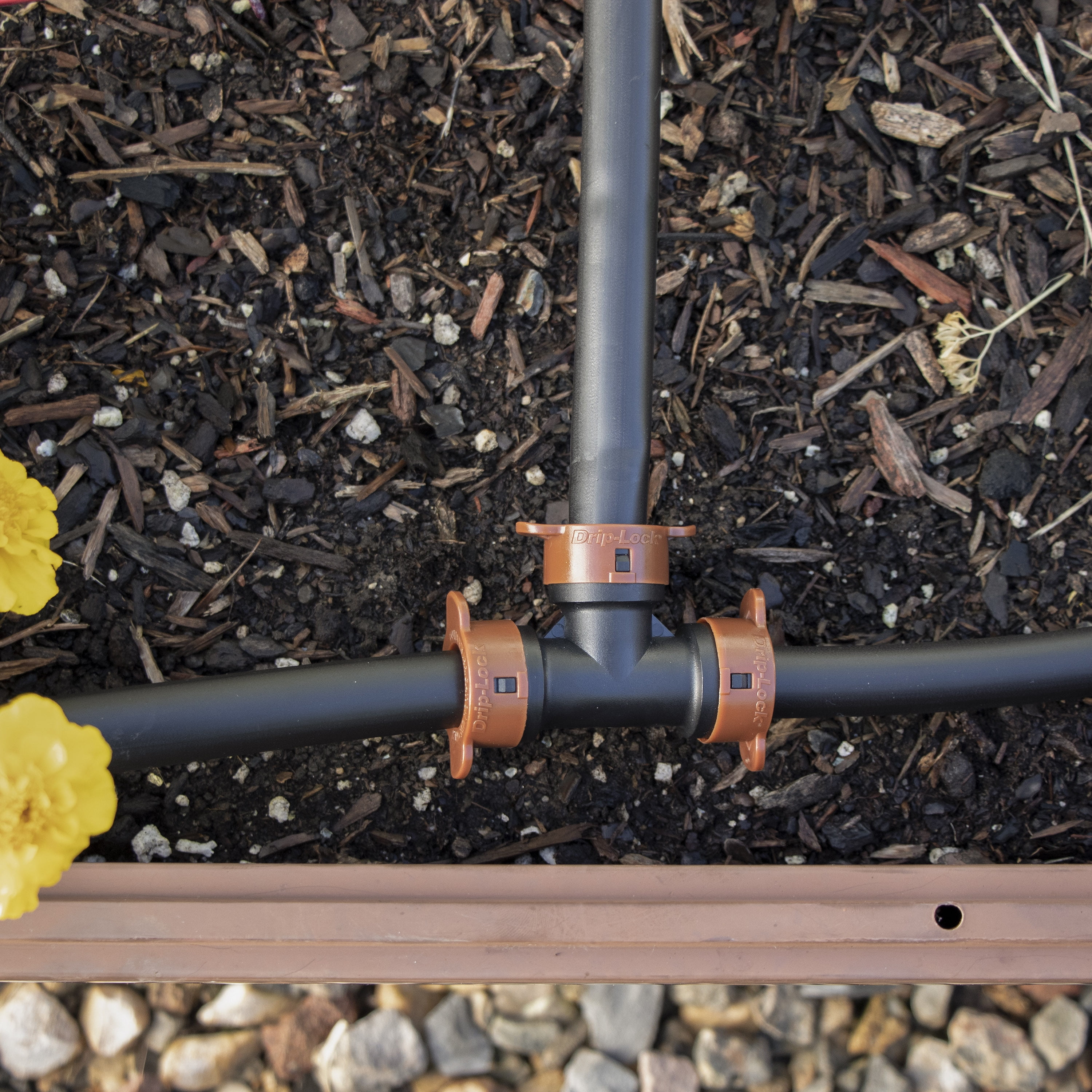 (5 pack) Orbit Irrigation 1/2" Black Drip-Lock Push-Fit Tee; Drip Tubing Connector