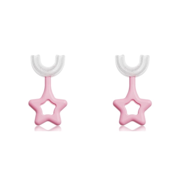 Naiovety Cepillo de para bebé ergonómico de doble cara de silicona de 360 grados, cepillo de Manual en forma de U, cuidado rosado S 2piezas Naiovety CBP077646