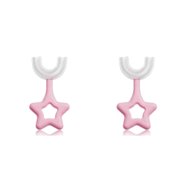 Naiovety Cepillo de para bebé ergonómico de doble cara de silicona de 360 grados, cepillo de Manual en forma de U, cuidado rosado S 2piezas Naiovety CBP077646