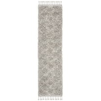 SAFAVIEH Pro Lux Emmeline Geometric Shag Runner Rug, Grey/Cream, 2'6" x 10'