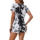 thumbnail image 3 of Conjunto de pijama para mujer INSPIRE CHIC, estampado de teñido anudado, camisetas de manga corta y pantalones cortos, 2 piezas, conjunto de lounge, XS, negro, 3 of 4