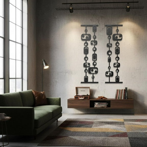 Black and White Mid Century Modern Metal Wall Art
