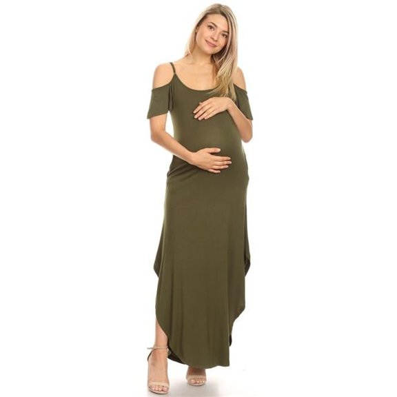 MTRPS3101-05-2XL Maternity Reta Maxi Dress, Olive - 2XL