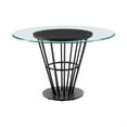 thumbnail image 3 of Vena Dining Table- Black Iron- Walnut Brown Wood- 48 Inch Glass Top, 3 of 8
