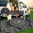 thumbnail image 6 of MeyJey 8'x10' Outdoor Rugs for Patio, Patio Rug Waterproof RV Mats, Plastic Straw Camping Area Rug for Indoor Porch Balcony Beach Mat, Black/Grey, 6 of 15