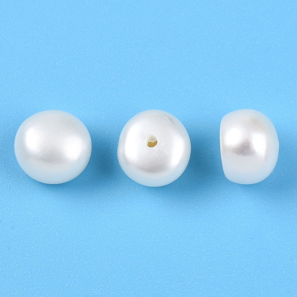 Grade 3A Natural Cultured Freshwater Pearl Beads Half Drilled Half Round Beads Creamy White 6.5~7x4.5~5mm Hole: 1~1.2mm