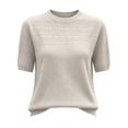 thumbnail image 5 of Short Sleeve Sweater for Women Work Tops Business Casual Tops Crochet Tops Sweater Shirt Travel Outfits Lightweight Sweater Women's Tops, Tees & Blouses Professional Tops Spring Summer Tops Beige L, 5 of 7