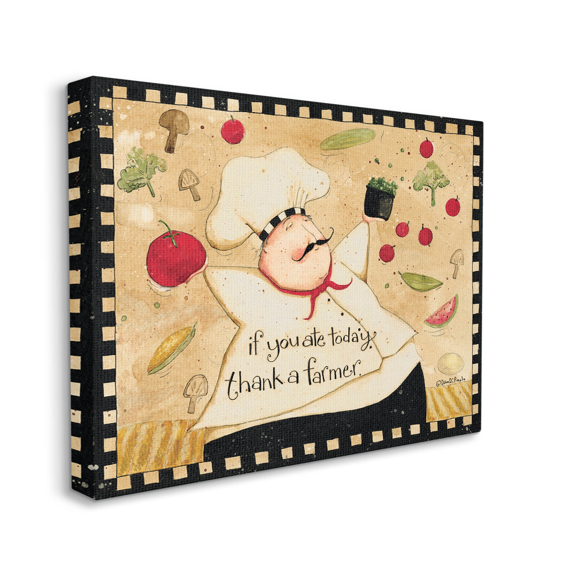 Thank A Farmer Vintage Produce Food & Beverage Graphic Art Gallery Wrapped Canvas Print Wall Art
