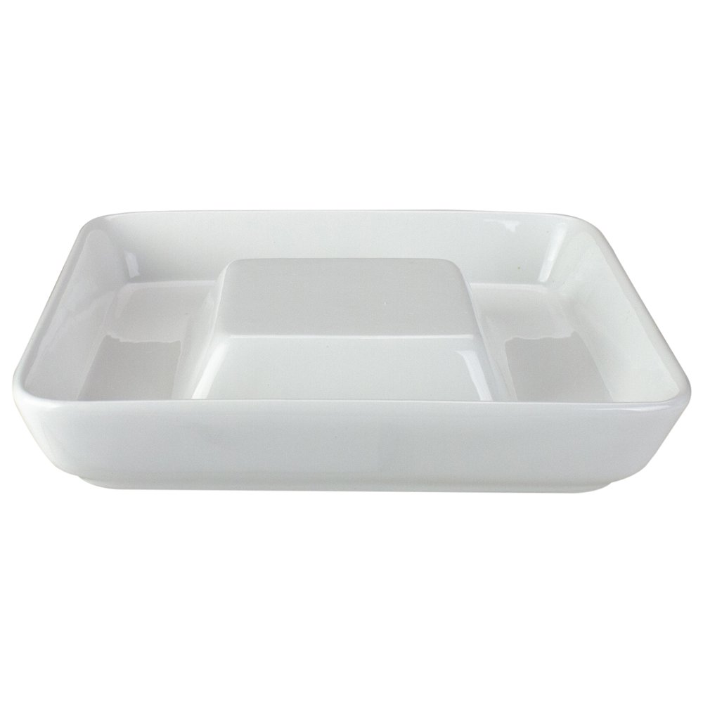 9.5" White Ceramic Cheese and Cracker Plate