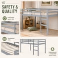 thumbnail image 3 of Miniyam Twin Loft Bed for Kids, Solid Wood Frame with Ladder and Guardrails, Space-Saving Design, Gray, 3 of 7