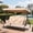 Khaki, variant on Mvpipi 3-Seat Patio Swing, Convertible Swing Bed with Canopy, Thick Cushions, Pillows & Cup Holders for Backyard, Garden, Deck(Red)