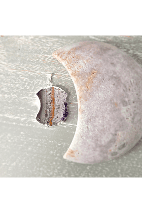 Amethyst Geode Slice Moon Pendant Silver Plated
