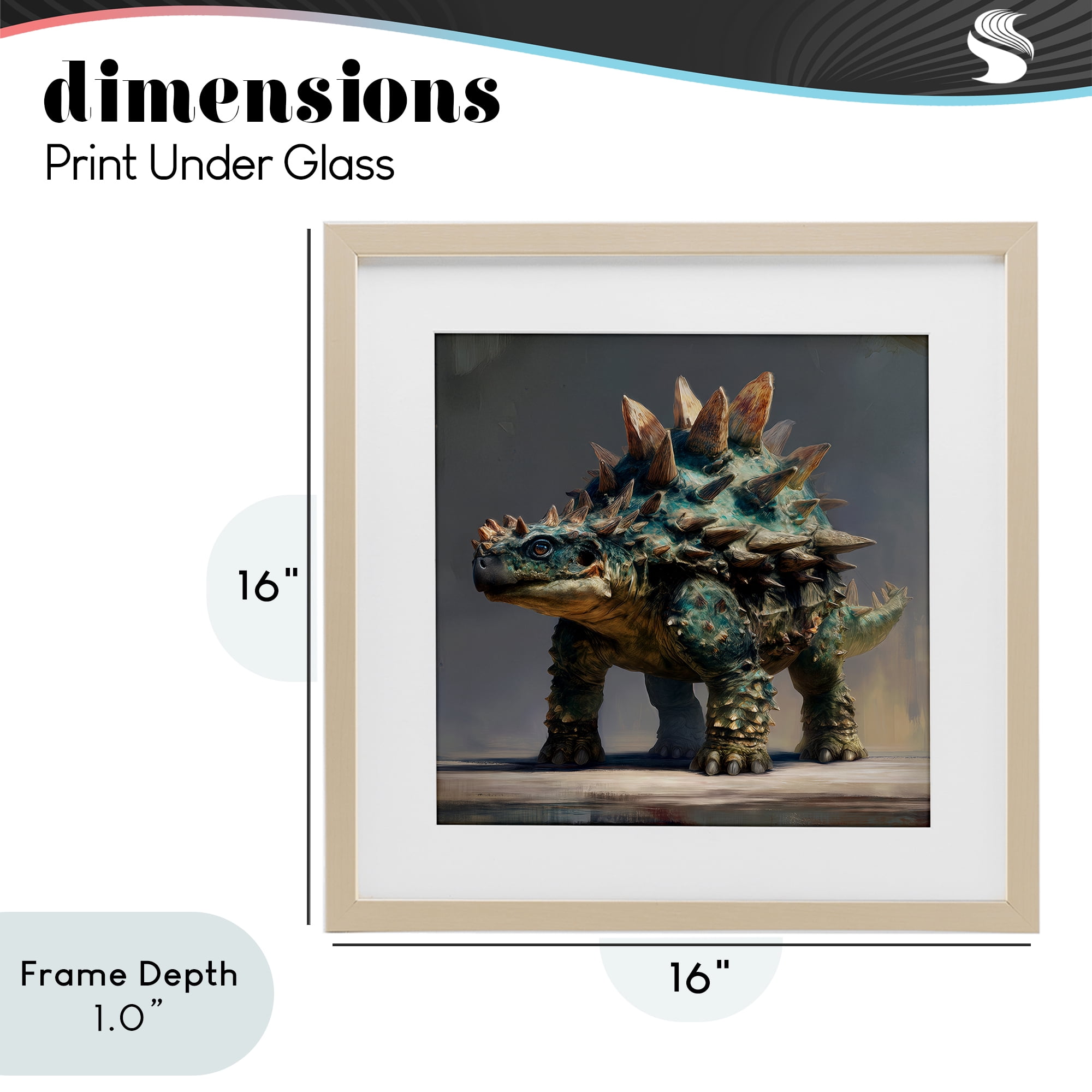 Stupell Industries Prehistoric Ankylosaurus Portrait Birch Framed Print Under Glass, design by Wumples