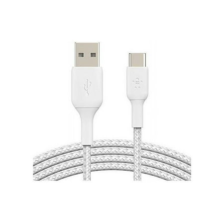 Belkin Braided USB-C to USB-A Cable (2m / 6.6ft, White) CAB002BT2MWH