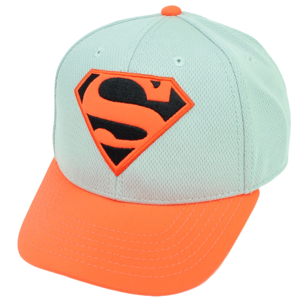 Superman Man of Steel Grey Neon Orange Snapback Hat Cap