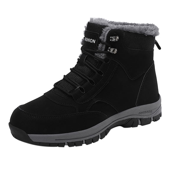 NOKIO Men'S Fleece-Lined Winter High-Top Boots Men's And Women's Winter Same Plush And Thickened High Top Cotton Shoes Couples Comfortable All Cold Proof Snow Boots Men'S Outdoor Snow Boots