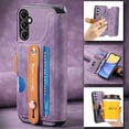 thumbnail image 5 of for Samsung Galaxy A15 Wallet Case with Card Slots & Cash Slot【RFID Blocking】, With Wrist Kickstand,Flip Folio Book PU Leather  Shockproof Anti-fall Rugged Phone case Cover For Women Men,Purple, 5 of 11