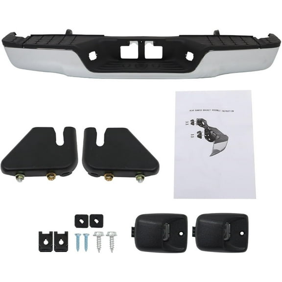 SEBLAFF Chrome Steel Rear Step Bumper Assembly Replacement for Toyota Tundra 2007-2013 Without Park Assist Sensor Holes 520230C120 TO1103117