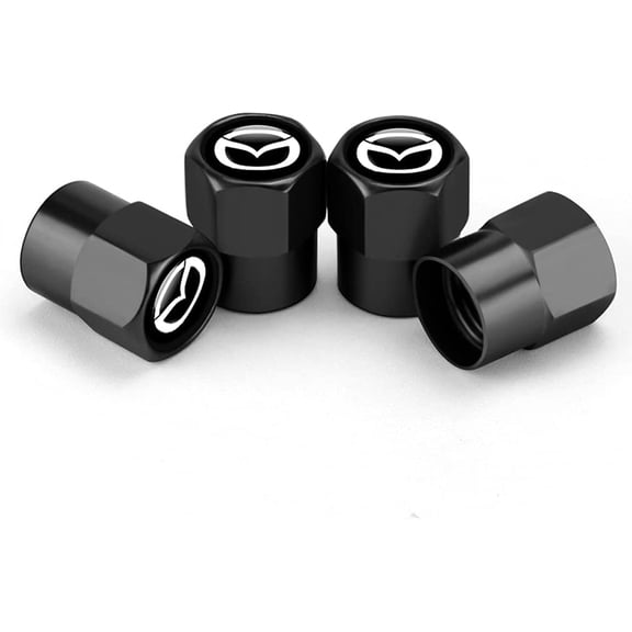 MJMJ Hex 016 Black 4pcs Universal Car Tire Valve Stem Caps Air Cover Fit Mazda Accessories
