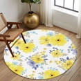 thumbnail image 2 of Round Area Rug 6 Ft, Yellow Watercolor Floral Washable Non-Slip Circle Carpet for Living Room/Bedroom, Spring Flower Abstract Art Low-Profile Indoor Mats Collection Rugs for Residential, 2 of 8