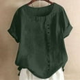 thumbnail image 2 of MIUOWANP Oversized Women's Short Sleeve Tops Casual Stylish Solid Color Loose Breathable Fake Button Blouse Size XXL(12)Army Green, 2 of 5