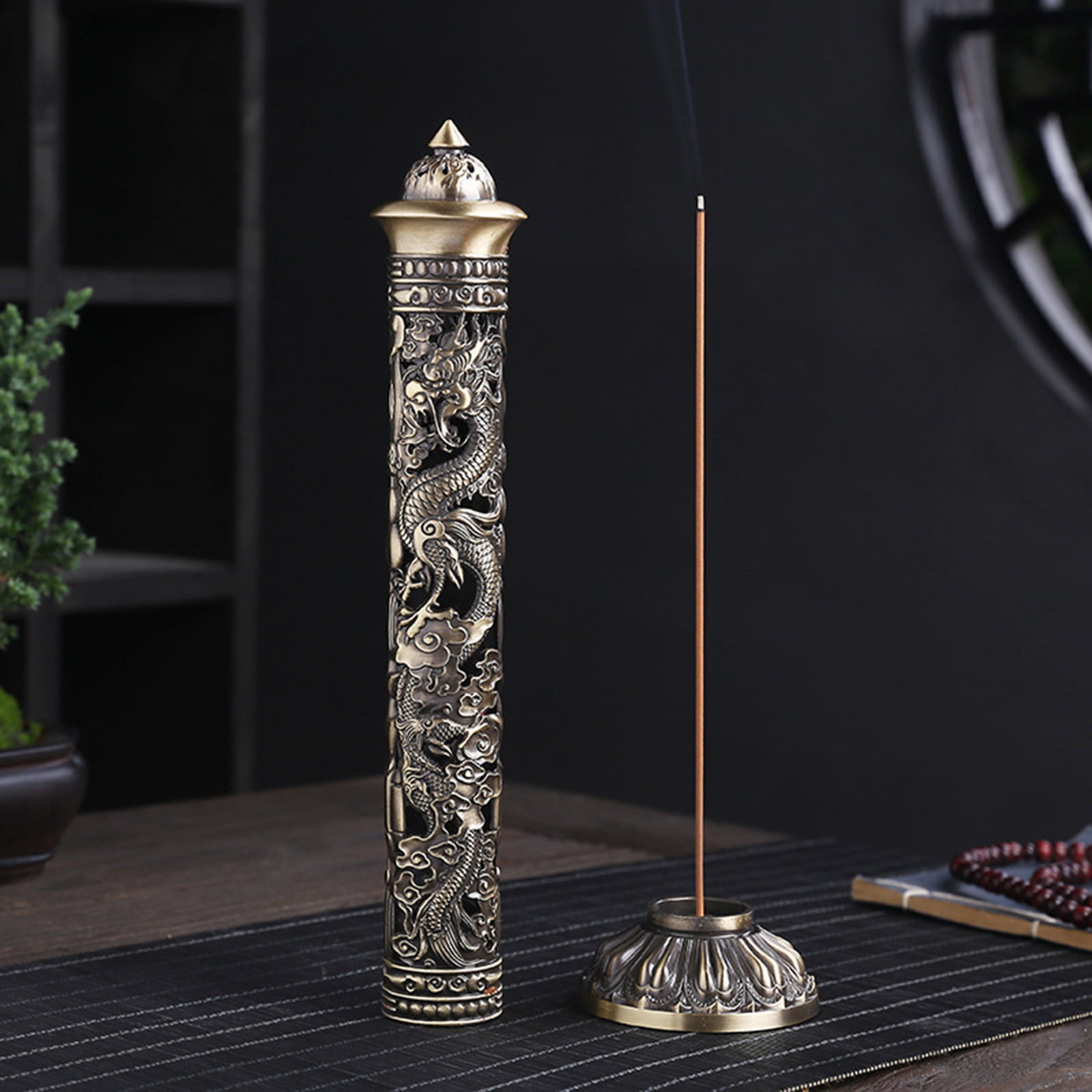 Acahhotxx Incense Holder, Antique Vintage Vertical Stick for Censer T - Red Copper