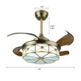 thumbnail image 2 of Modern 36" Vintage Retractable Ceiling Fan Light Tiffany Style Chandelier Fan+RC, 2 of 18
