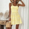 thumbnail image 3 of MORTTIC Women's Boho Floral Mini Dress Spaghetti Strap A-Line Sundress for Vacation Casual Summer Wear Yellow，S, 3 of 7